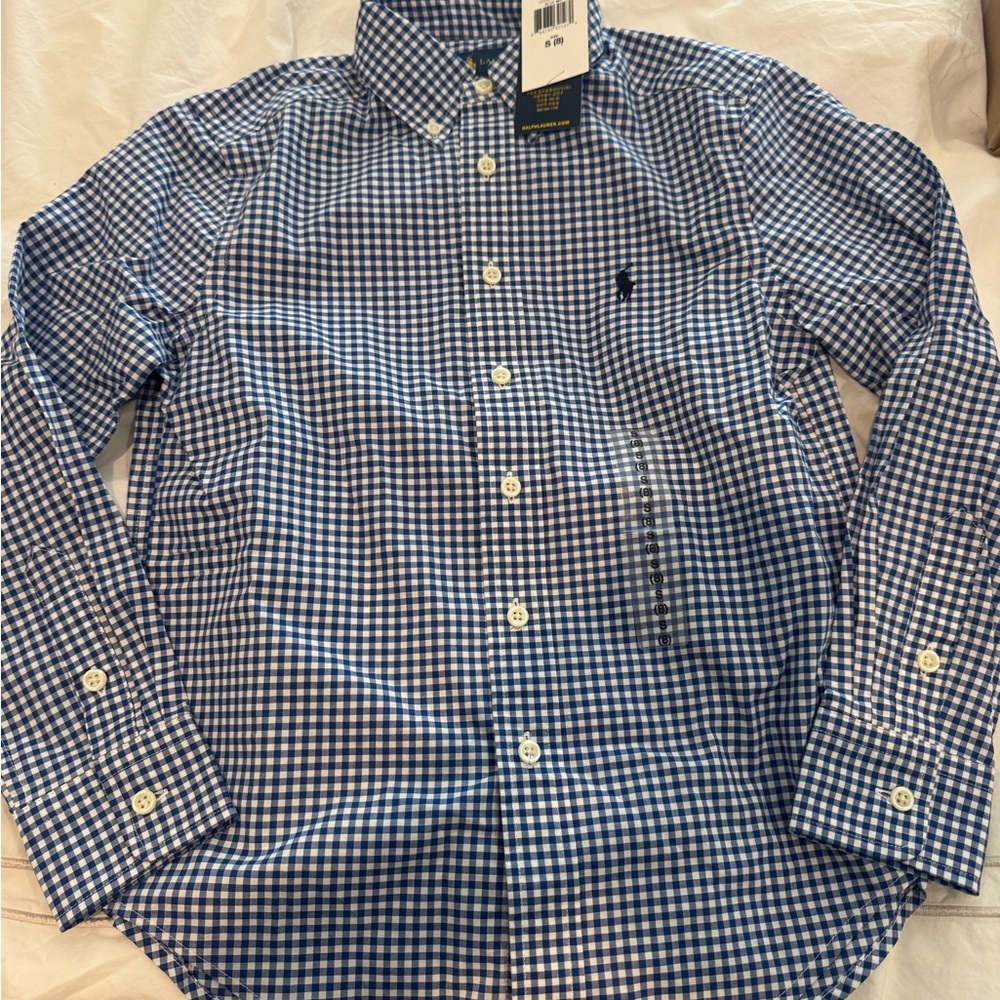 Ralph Lauren Boy's Blue and White Checkered Shirt